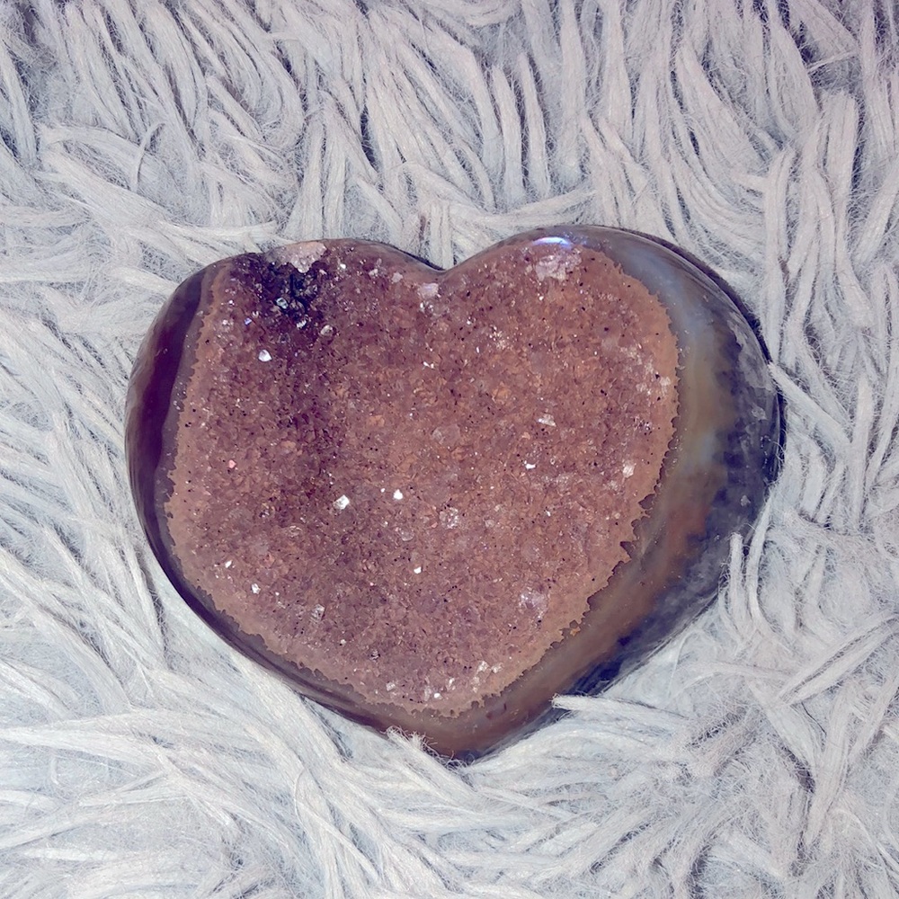 Reddish pink amethyst crystal heart